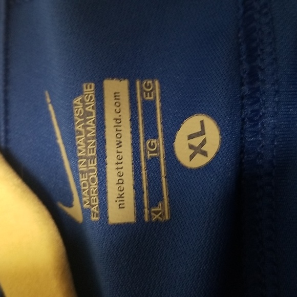 💥NIKE Men's Zip Warm up Shirt XL, Royal Blue/White stripes w/pockets EUC CL# 64 - Picture 3 of 5